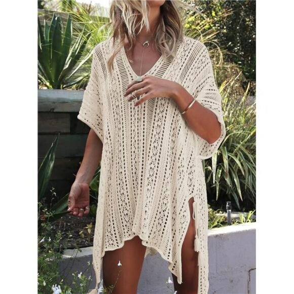 Women’s Bathing Suit Cover Up for Beach Pool Swimwear Crochet Dress - Picture 2 of 6